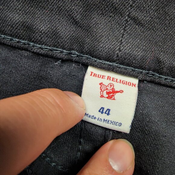 True Religion Jeans Men 44x33 Geno Relaxed Slim Flap Pockets Denim Pants Black - Picture 10 of 11